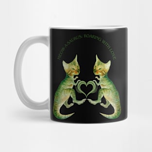 Meow-a-saurus: Roaring with Love - A Vintage Dino Couple Delight Mug